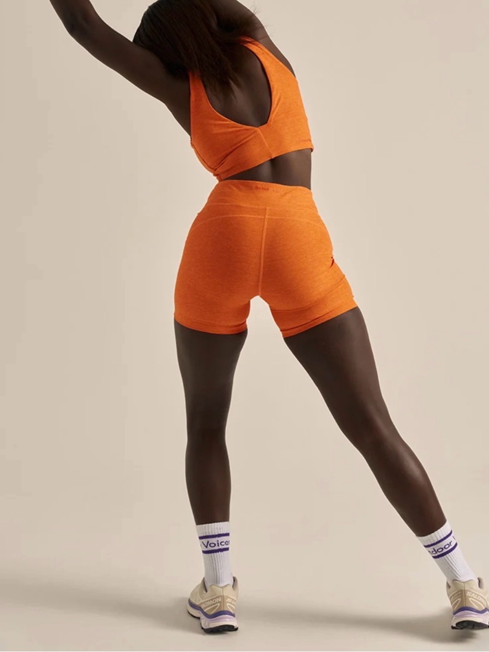 Outdoor Voices Orange High-Waist Seamless Bike Shorts